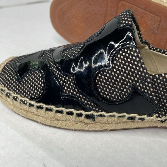 Tory Burch Lonnie Black leather and woven canvas Espadrille Flats - Picture 11 of 11